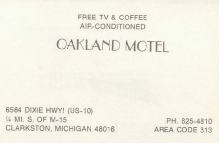 Oakland Motel - Clarkston Yearbook Ad 1960S